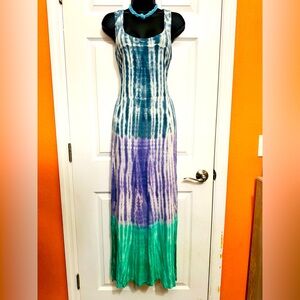 Tie-Dye Maxi Summer Dress - Blue and Purple